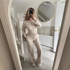Pant Set Hoodies Sweatshirts Two Piece Sets Women CardiganTracksuit Matching Jogger Sets Zipper Coats Long Pants Lace Up Y2k