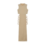 Criss Cross Cut Out Dress, Sexy Bodycon Mock Neck Sleeveless Dress, Women's Clothing