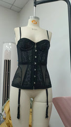 Sexy Hollow Out Fishbone Top Strapless Slim Fit Corset Vest Lace V Neck  Body Shaping Camisole Tops 2025 New Women Shaper Tanks
