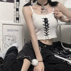 Women's Tops Backless Crop Top Sleeveless Kawaii Cute White Knitted Camis Tank Top Summer Cropped Vest Female Clothing