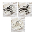 3 Pcs Cute Lolita Lace Trimming Girl Plaid Striped Underwear Summer Sexy Cotton Briefs Langerie Loli Panties
