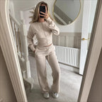 Pant Set Hoodies Sweatshirts Two Piece Sets Women CardiganTracksuit Matching Jogger Sets Zipper Coats Long Pants Lace Up Y2k