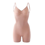 Flarixa Women's Low Back Seamless Bodysuit Tummy Control Hip Lifter Full Body Shaper Backless Shapewear Jumpsuit Slim Corset