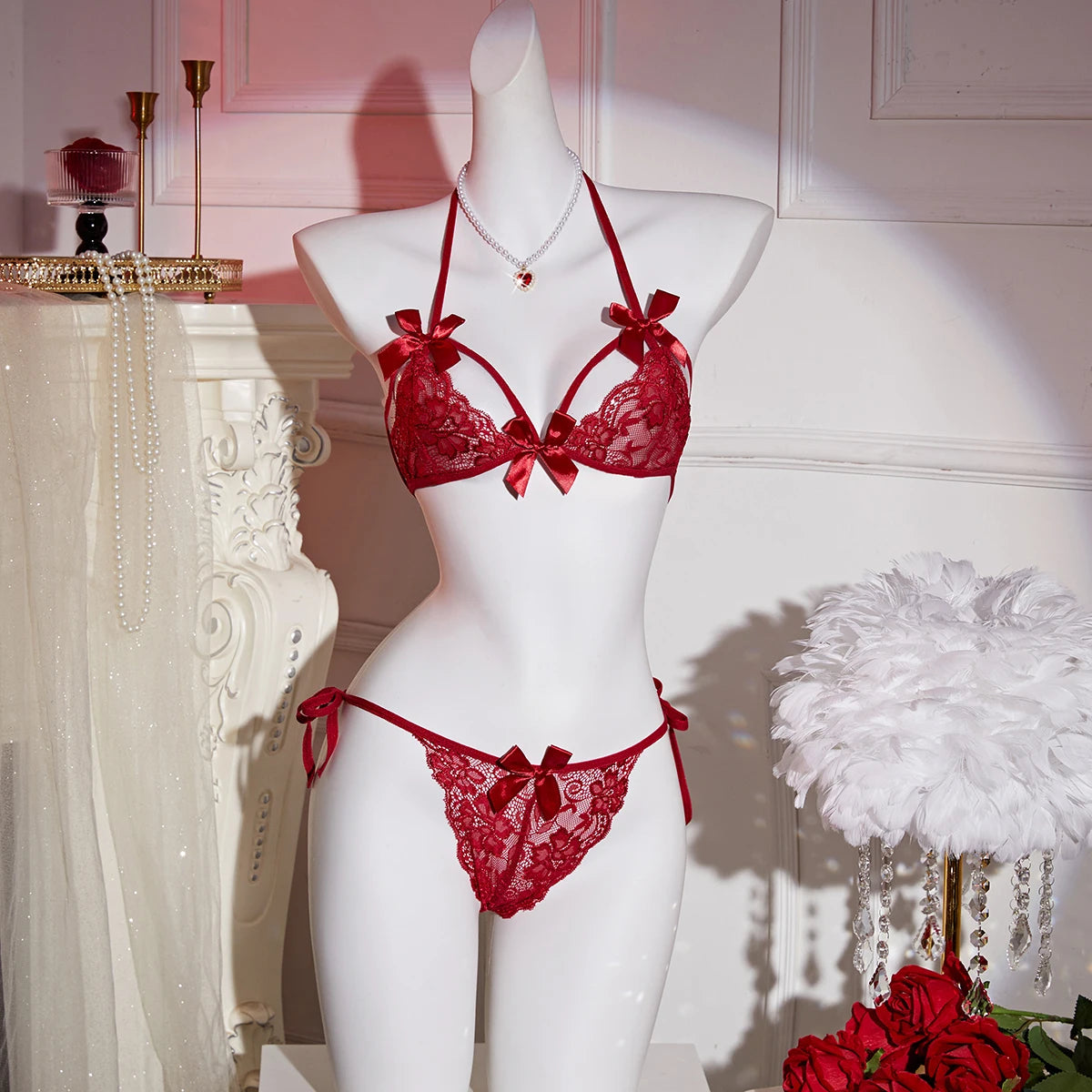 Sexy Lingerie Women Thin Transparent Lace See Through Erotic Underwear Bra And Panty Set Sleepwear Suit Embroidery Floral No Pad
