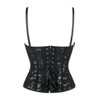 Women Lace Floral Corset Top Sexy Black Mesh Transparent Bra Side Zip Bustier Vest Gothic Spaghetti Strap Embroidery Party Camis