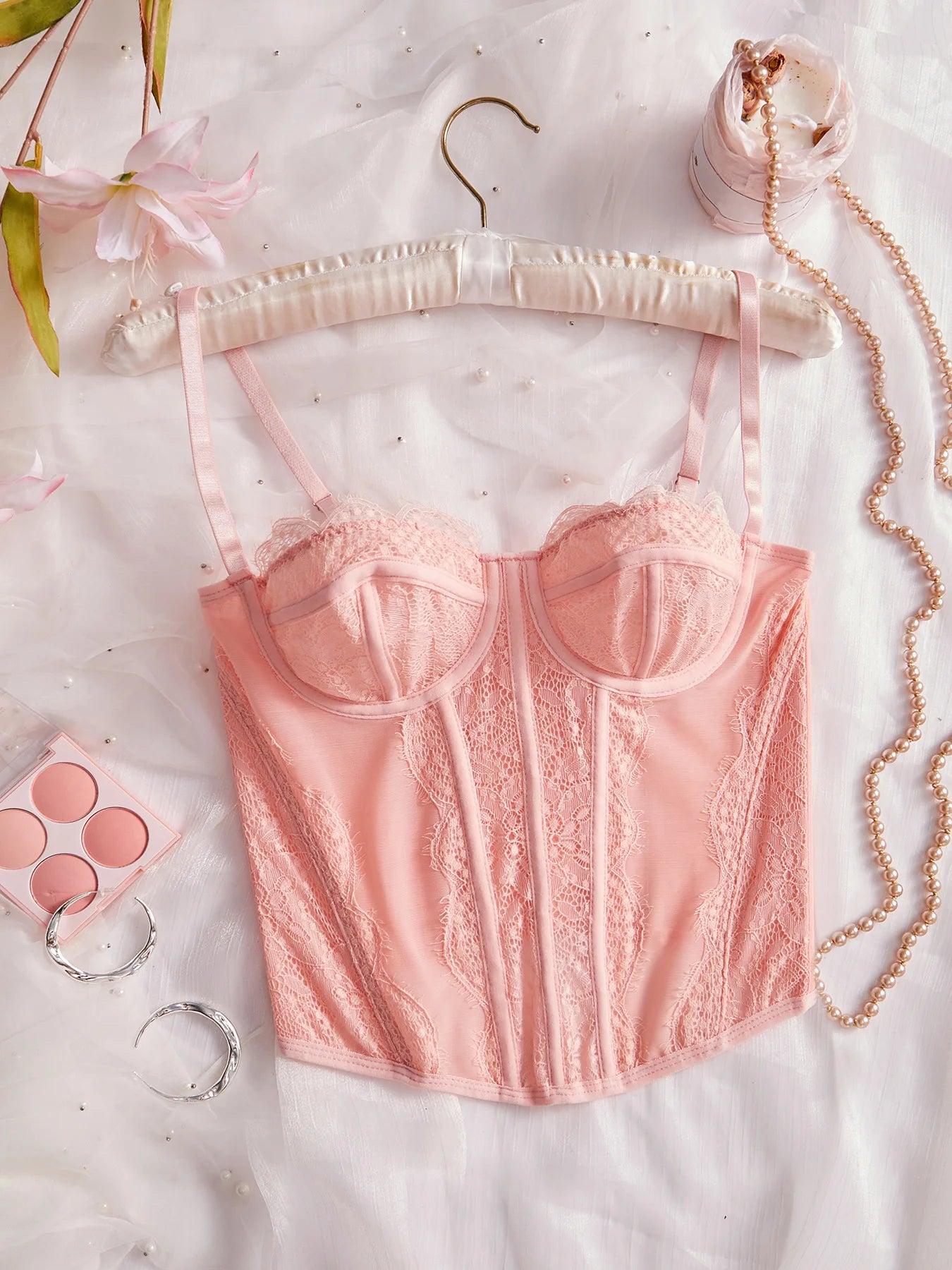 Sexy Lace Corset Tops Women Sheer Mesh Push Up Bra Female Partywear Crop Top Open Back Boned Tube Top Lingerie Bustier Plus Size