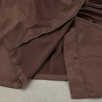 Elegant Brown Satin Nightgown 3 Piece Fashion Crop Top Vest Long Sleeve Robe With Wide Leg Shorts Home Ruffles Pajama 2026