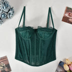 Sexy Lace Corset Tops Women Sheer Mesh Push Up Bra Female Partywear Crop Top Open Back Boned Tube Top Lingerie Bustier Plus Size