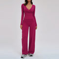 2PCS Gym Tracksuits Yoga Set Female Fitness Suit Deep V Yoga Bra Athletic Wear Women High Waist Workout Flared pants Sports Suit