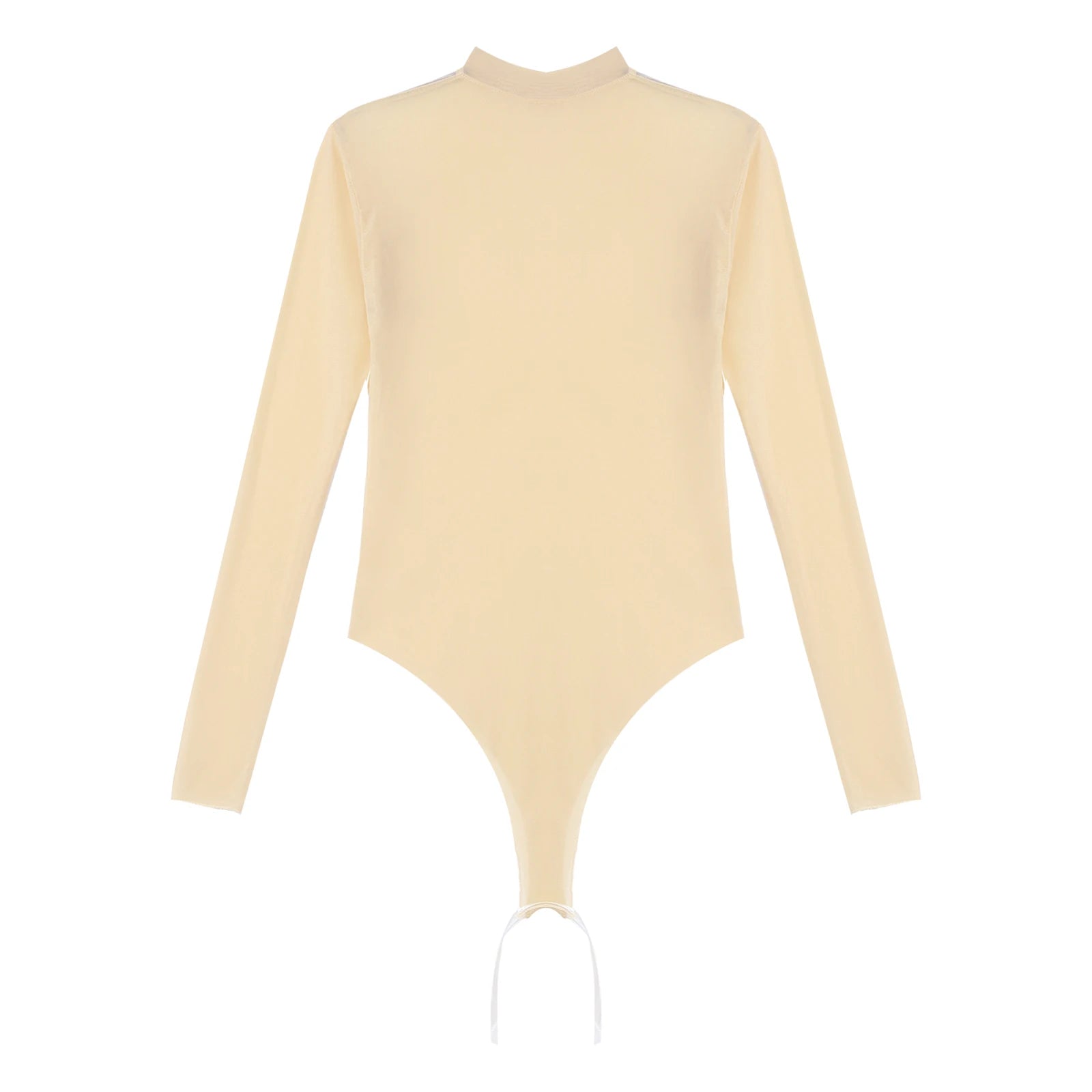 Womens Girls Fashion See-through Long Sleeve Bodysuit Lingerie Nightwear Crew Neck High Cut Leotard for Dating Nightclub Teddies