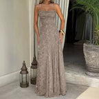 Jacquard Chiffon Long Dress Women's Backless Bandage Dresses Summer Evening Wedding Guest Green White Burgundy Pink Graduation