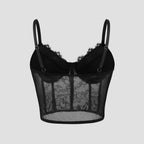 Sexy Black Semi Transparent Bra Mesh Push Up Bralet Women's Tube Top Corset Bustier Vest Club Party Crop Top Elegant Lingerie