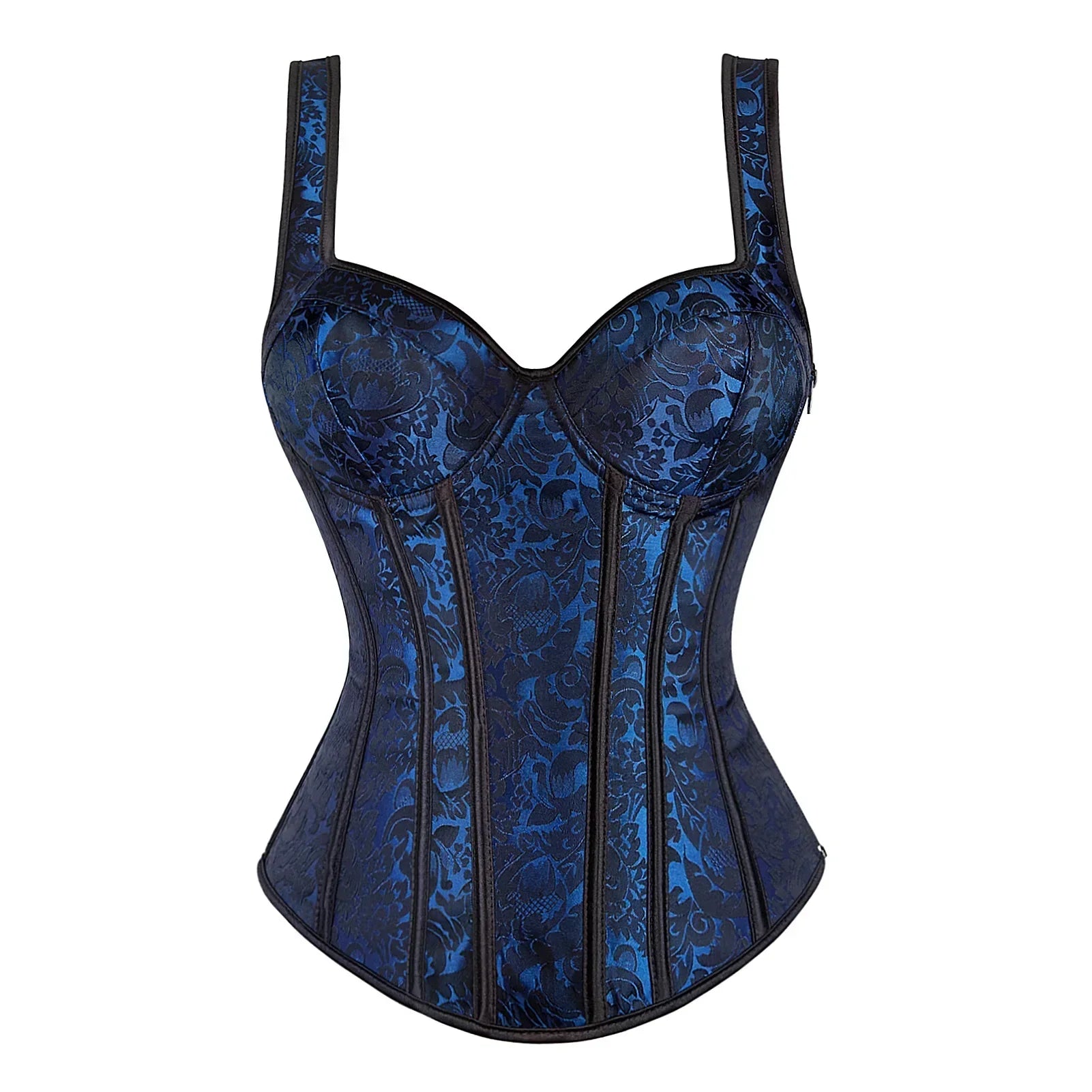 With Cup Top Vintage Steampunk Corset With Straps Overbust Zipper Side Straps Overbust Corset Waist Trainer Bustier Plus Size