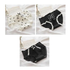 3 Pcs Cute Lolita Lace Trimming Girl Plaid Striped Underwear Summer Sexy Cotton Briefs Langerie Loli Panties