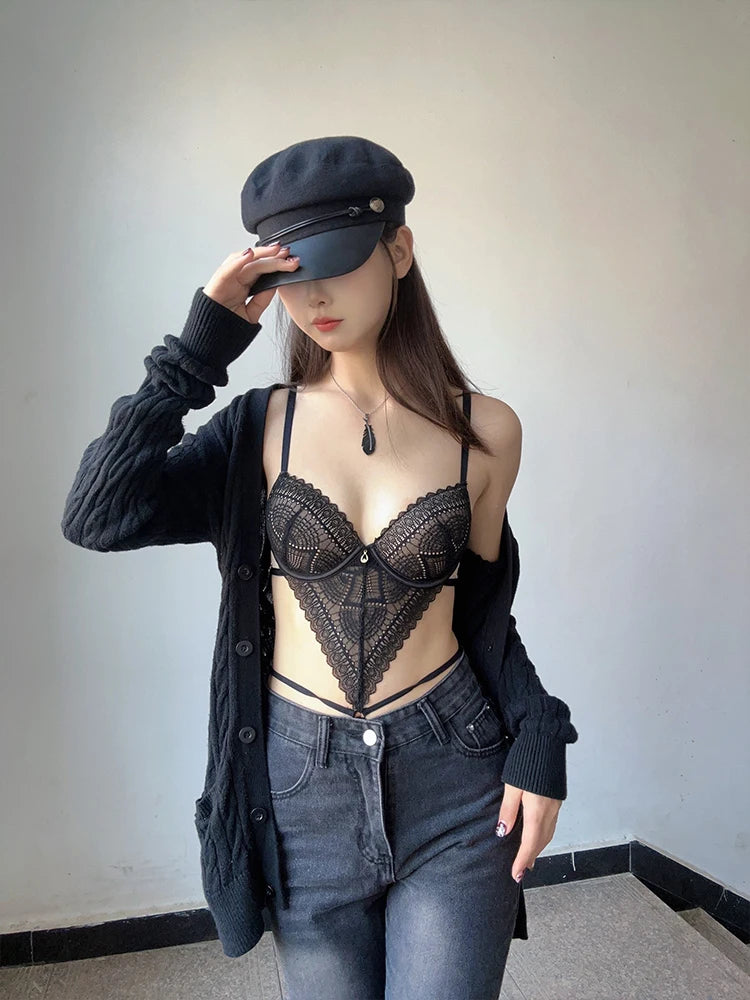YUQI Siwu 2025 Sexy Lace Bodysuit - Deep V Neck Shaping Underwear for Small Bust, Lightweight Close-Fitting One-Piece Lingerie