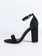 Women's Chunky Block Heels Open Toe Ankle Strap High Heel Pump Sandals