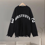 Fashion Letter Jacquard Knit Pullover Women Oversize Long Sleeve O-neck Classic Sweater 2026 Spring New Lady Casual Outerwear