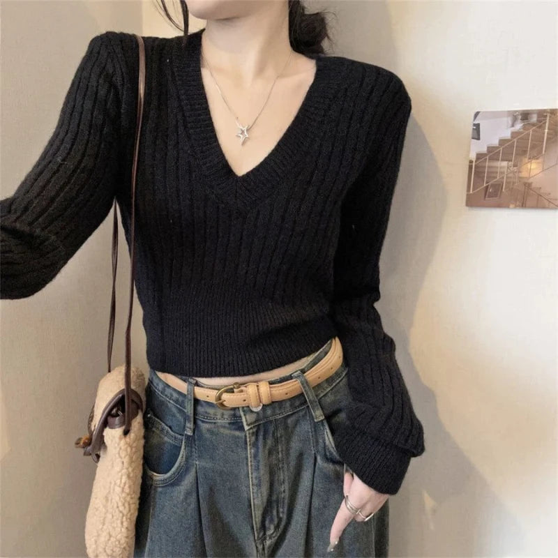 Sweet Knitting Slim Short Youth Pullovers Top Autumn Winter Long Sleeve Simplicity Korean Sweaters Fashion Trend Women Clothing
