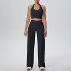 2PCS Woman Backless Hanging Neck Bra and Pants Yoga Set Summer Breathable Gym Sports Running Workout Top Hot Sales Yoga Set
