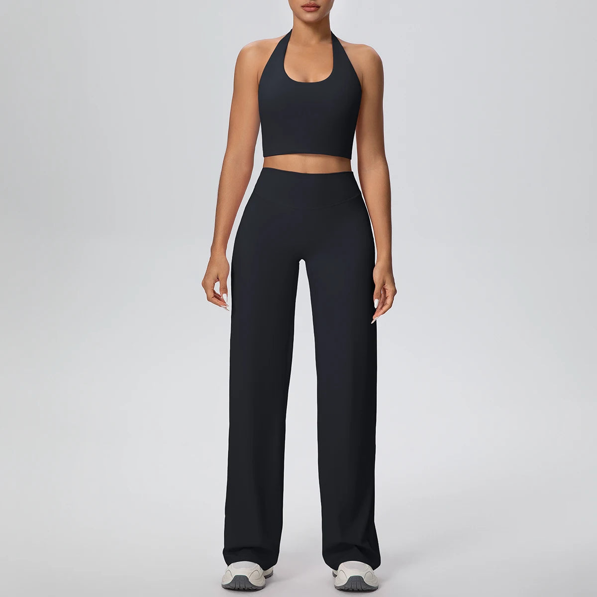 2PCS Woman Backless Hanging Neck Bra and Pants Yoga Set Summer Breathable Gym Sports Running Workout Top Hot Sales Yoga Set
