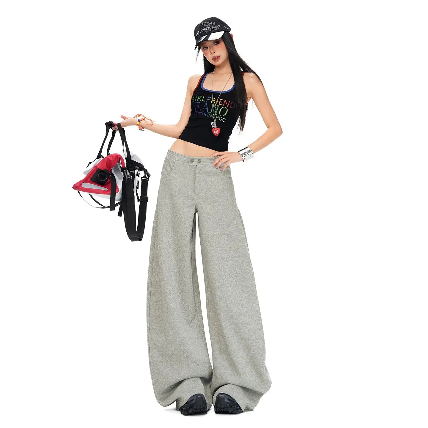 2026 Spring Loose Feeling Lazy Pleated Wide-Leg Pants Relaxed Drape Casual Pants