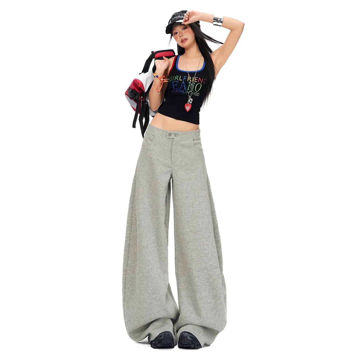 2026 Spring Loose Feeling Lazy Pleated Wide-Leg Pants Relaxed Drape Casual Pants