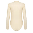 Womens Girls Fashion See-through Long Sleeve Bodysuit Lingerie Nightwear Crew Neck High Cut Leotard for Dating Nightclub Teddies
