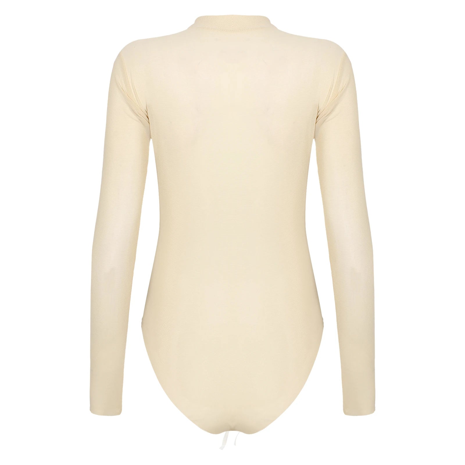 Womens Girls Fashion See-through Long Sleeve Bodysuit Lingerie Nightwear Crew Neck High Cut Leotard for Dating Nightclub Teddies