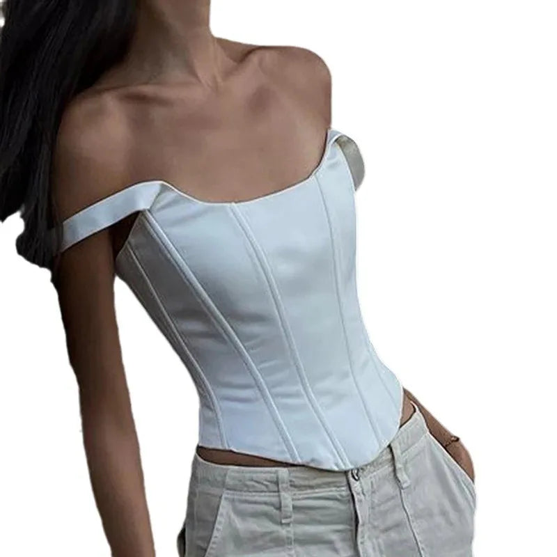Sexy Crop Tops Women Sleeveless Slim Shapewear Corset Bustiers Bodysuit Tank Top Lace Up Skinny Vest Summer Trendy