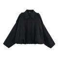 Women's Fashion Pilot Jacket with Bat Sleeves and Zipper, Casual Top