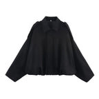 Women's Fashion Pilot Jacket with Bat Sleeves and Zipper, Casual Top