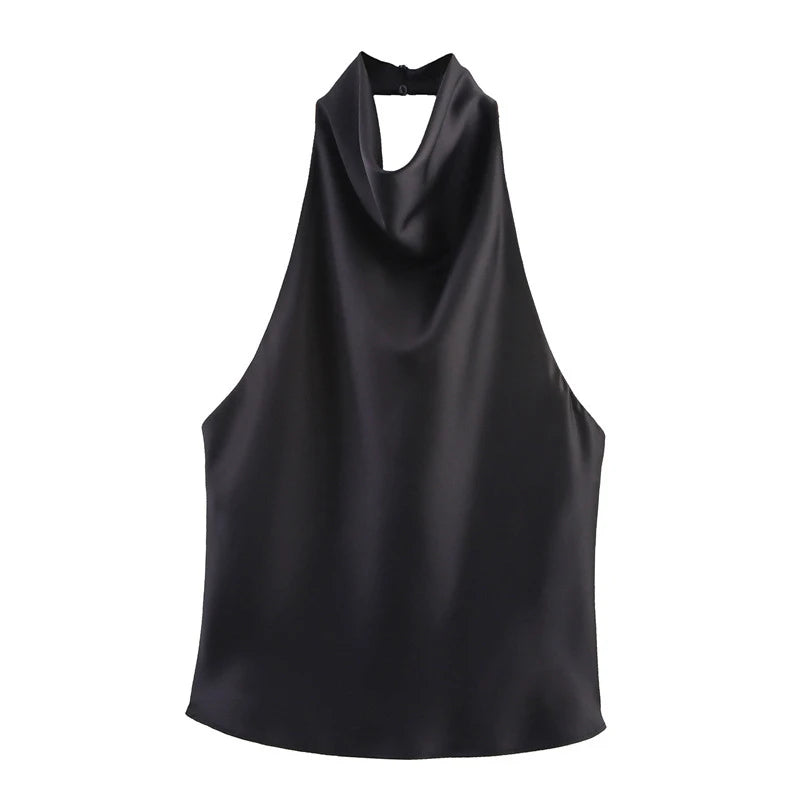 Halter Backless Two-Piece Set Fitted Bodice High Waist Wide Leg Pants 2026 Spring Fashion Elegant Office Casual Women Outfit
