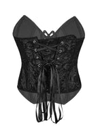 ssTss Western Style Satin Ribbon Corset Tummy Control Waist Slimming Bustier Body Shaper Satin Underbust Corset Black Street Bra