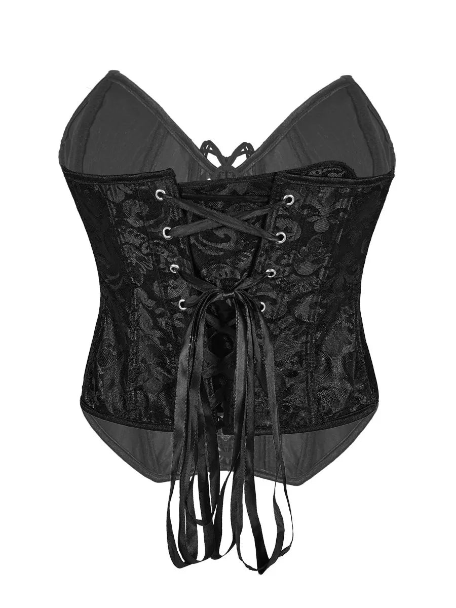 ssTss Western Style Satin Ribbon Corset Tummy Control Waist Slimming Bustier Body Shaper Satin Underbust Corset Black Street Bra