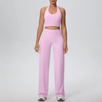 2PCS Woman Backless Hanging Neck Bra and Pants Yoga Set Summer Breathable Gym Sports Running Workout Top Hot Sales Yoga Set