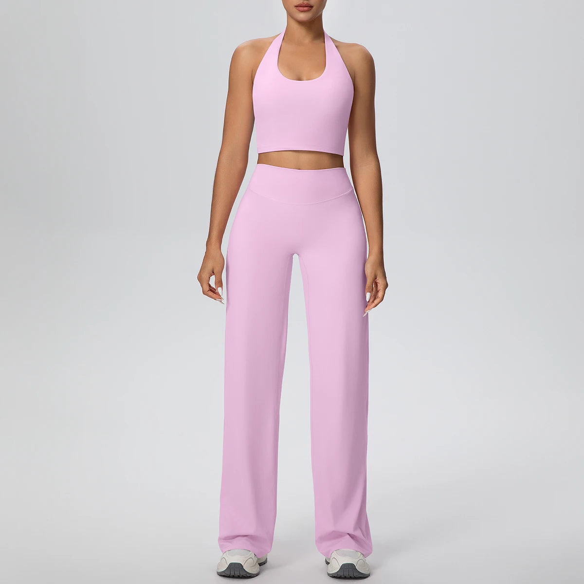 2PCS Woman Backless Hanging Neck Bra and Pants Yoga Set Summer Breathable Gym Sports Running Workout Top Hot Sales Yoga Set