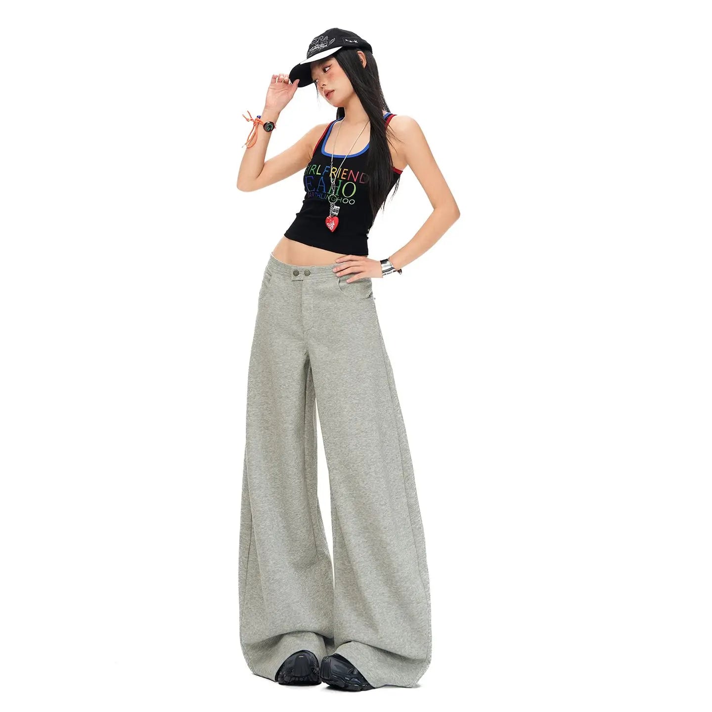 2026 Spring Loose Feeling Lazy Pleated Wide-Leg Pants Relaxed Drape Casual Pants