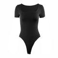 Short Sleeve Bodysuits Summer Square-Cut Collar Solid Bodycon Elastic Romper Sexy Y2k Women Clothing Fashion Club Party 2521