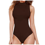 Women's Body Tops Sexy Slim Fit Turtleneck Sleeveless Jumpsuit One-Piece Slimming Solid Color Body Shaper Women Bodysuit