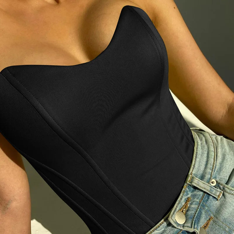 Elastic Hollow Lace Tight Corset Transparent Sleeveless Lace Camisole Sexy Slim Fishbone Bustier Tanks Suspender Vest Streetwear