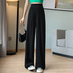 Thin Summer Wide-leg Pants Ice Filament Permeability Women Spring  Women Elastic Waist Stright Long Wide Leg Pants Casual Female