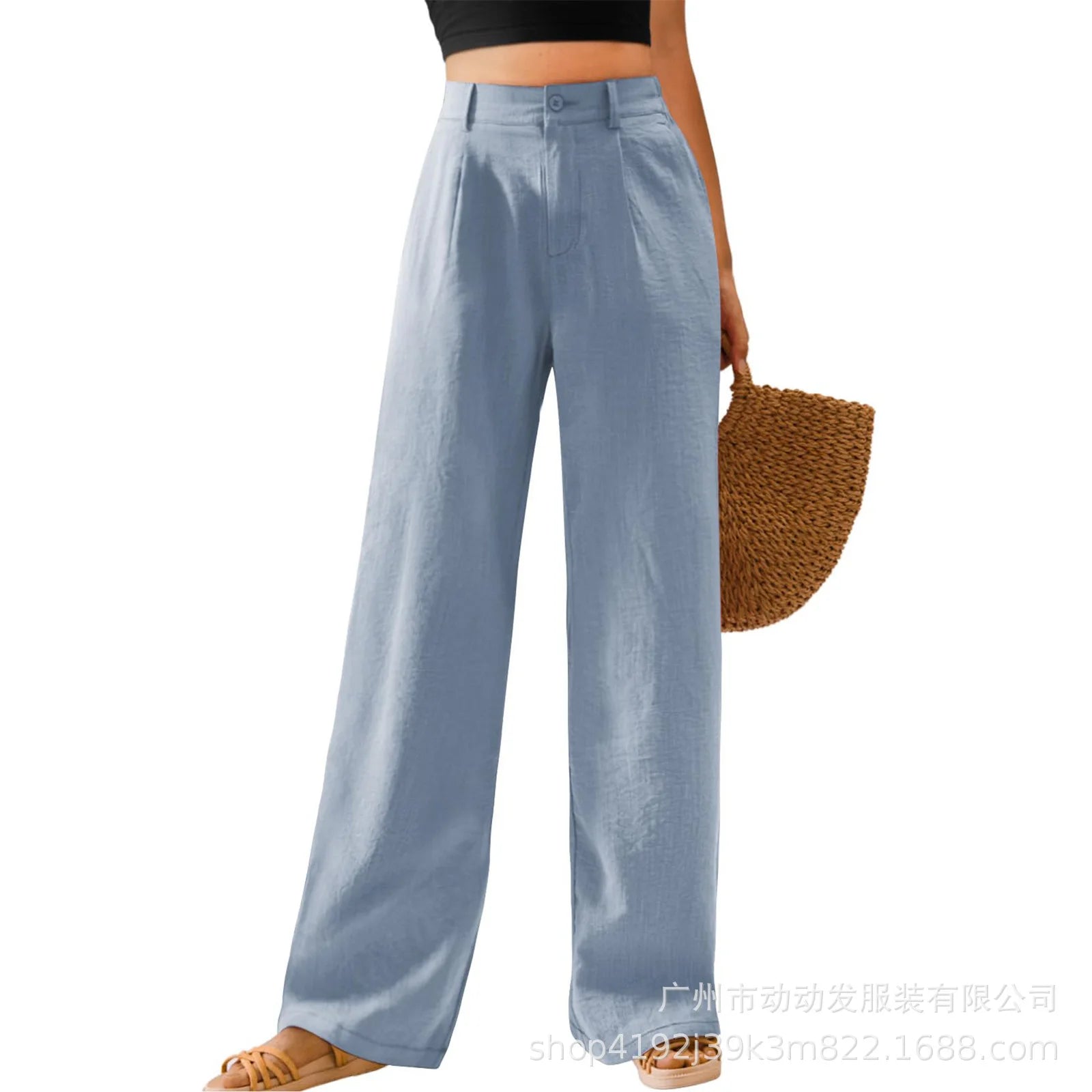 2026 New Women's Pants Casual Loose Solid Color Buttoned Fashionable Vintage And Elegant Commuting Daily Home Bench Style Pants