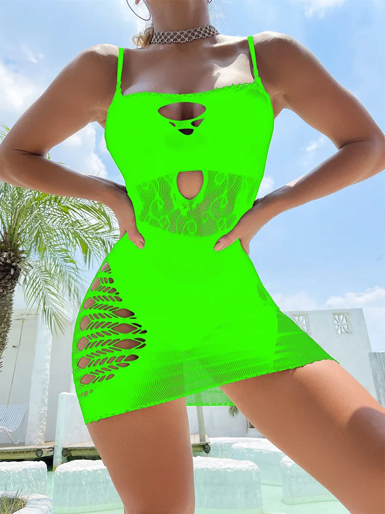 Plus Size Alluring Lingerie Bodysuit Open Gusset See Through Mesh Fishnet Tight Fit Teddy for Women Special Occasion Party sexy