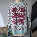 Fashion Letter Jacquard Knit Pullover Women Oversize Long Sleeve O-neck Classic Sweater 2026 Spring New Lady Casual Outerwear
