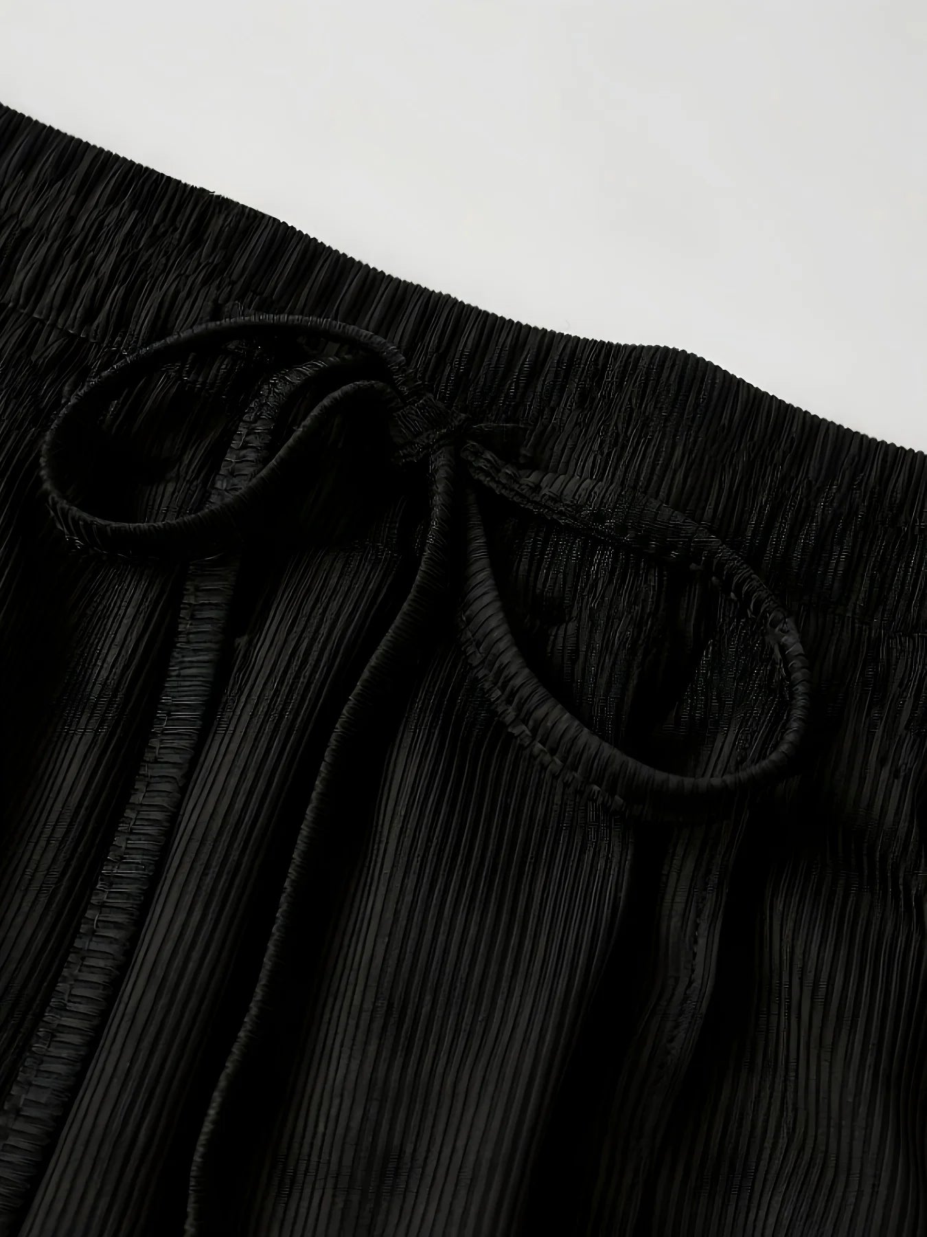 Plus Size Women's Black Ribbed Long Sleeve Bodysuit + Wide Leg Pants 2-Piece Set (0XL-4XL)