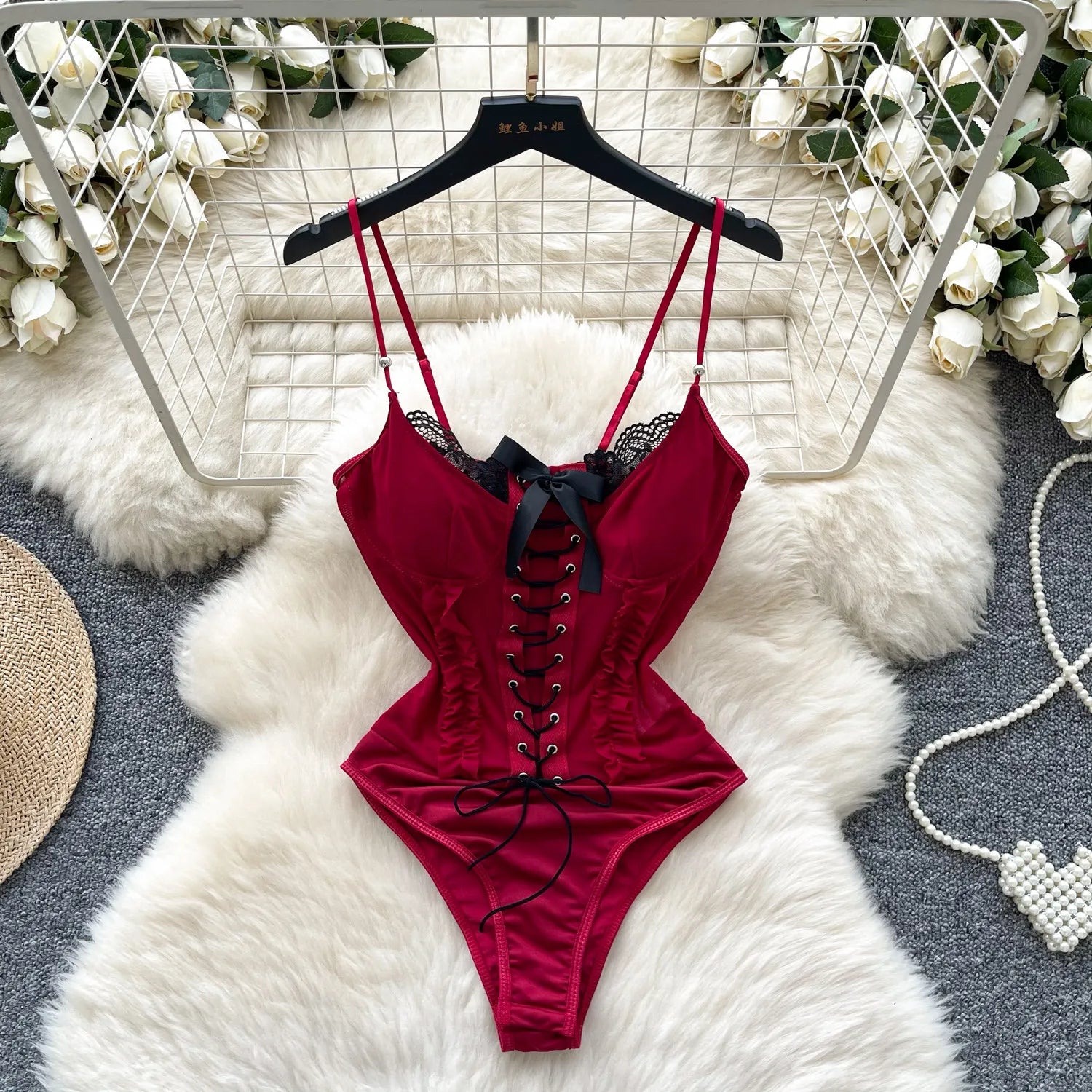 Bowknot Bodysuits One-piece Suit Women Elegant Straps Corset Jumpsuits French Slim Fit Shapewear Bodyshaper Sexy Lingerie Onesie